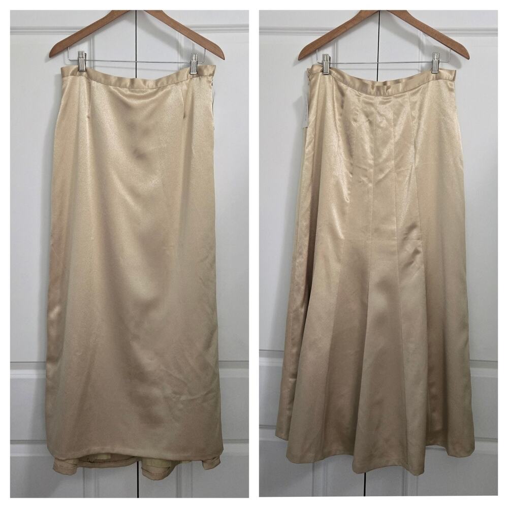 Together Satin Maxi Skirt 14 Light Gold Quiet Luxury Old Money Glam Evening NWT
